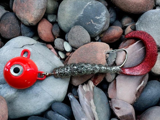 Czeburaszka czerwona twister 100g 13cm Srebrny/Czerwony