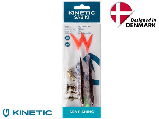 Kinetic Sabiki Soft Tail UV 8/0 Black Fire Tail