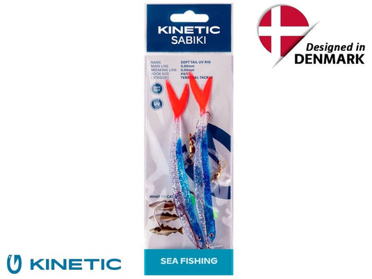 Kinetic Sabiki Soft Tail UV 8/0 Blue Fire Tail