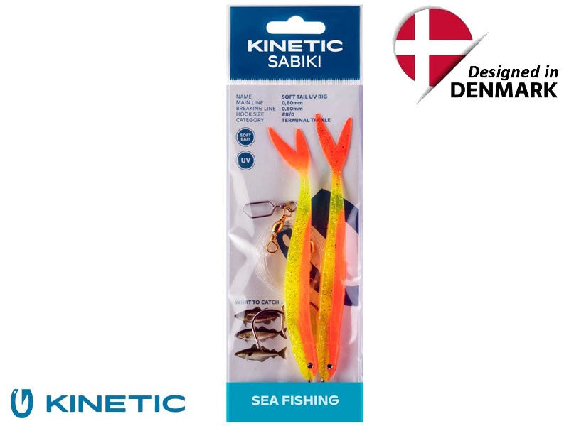 Načtěte obrázek do galerijního prohlížeče, Kinetic Sabiki Soft Tail UV 8/0 Yellow/Orange Fire Tail
